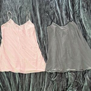Striped Black and Pink Victoria Secret Pajama Dresses